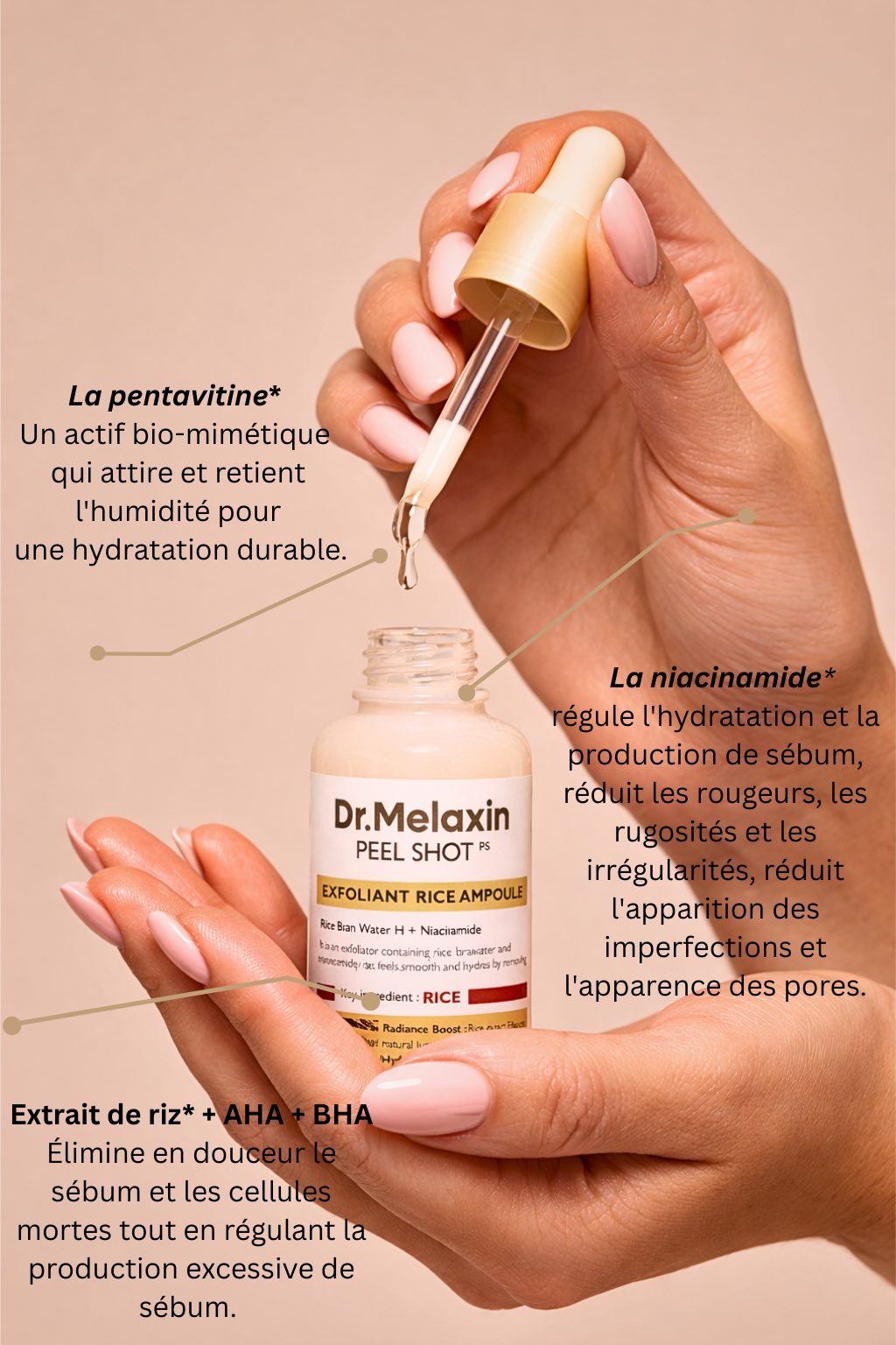 Ampoule du Dr. Melaxin pour une peau plus lisse & teint lumineux dès la 1ʳᵉ application